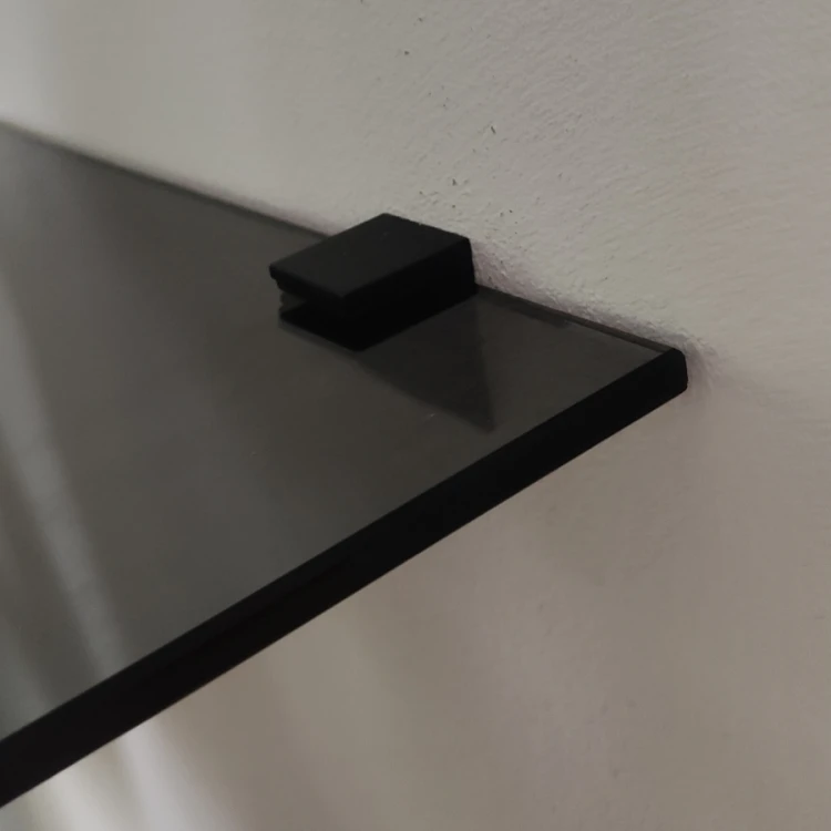 Półka szklana grafitowa 8mm 60x14cm czarne uchwyty
