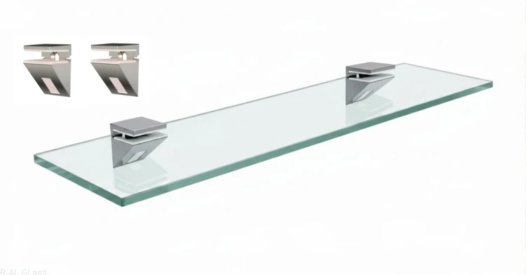 Półka szklana bezbarwna optiwhite 8mm 80x14cm uchwyty
