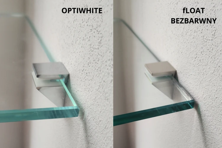 Półka szklana bezbarwna optiwhite 8mm 40x14cm uchwyty