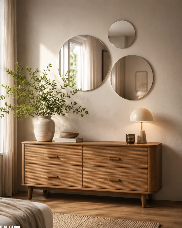 Zestaw 3 luster okrągłych bez ramy 60/50/30 cm – dekoracyjna - montaż na klej