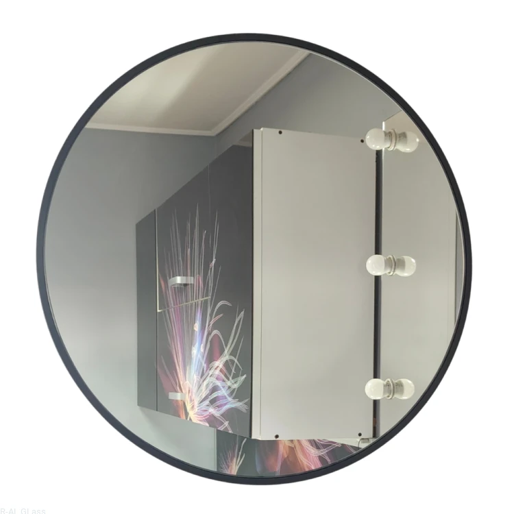 R-AL Glass Lustro okrągłe w czarnej ramie MDF – rama zlicowana, Ø50 cm