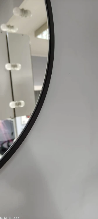 R-AL Glass Lustro okrągłe w czarnej ramie MDF – rama zlicowana, Ø50 cm