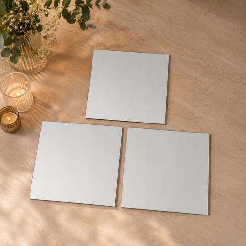 Patera Taca lustrzana 25x25 srebrna Zestaw pater Candy bar Słodki stół 3SZT