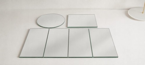 Zestaw pater lustrzanych srebrnych 6 el. 15x30 + fi25 + 25x25 słodki stół