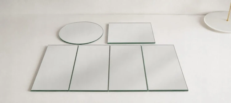 Zestaw pater lustrzanych srebrnych 6 el. 15x30 + fi25 + 25x25 słodki stół