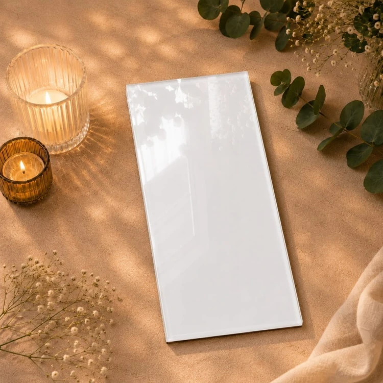 Tacka szklana 15x30 biała Lacobel Patera dekoracyjna Słodki stół Candy bar