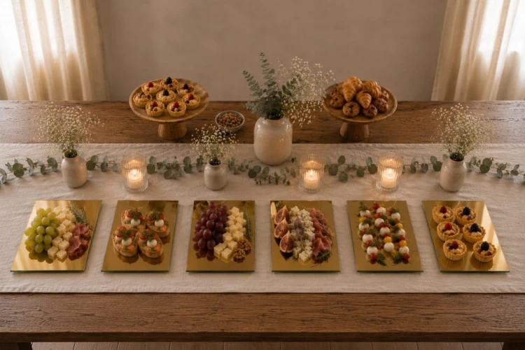 Tacka lustrzana 20x45 srebrna Patera dekoracyjna Słodki stół Candy bar