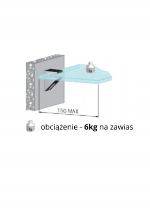 Półka szklana narożna pod prysznic 25x25 8mm grafit czarne uchwyty