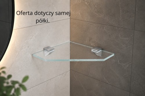 Półka szklana narożna pod prysznic 20x20 8mm clear optiwhite BEZ UCHWYTÓW
