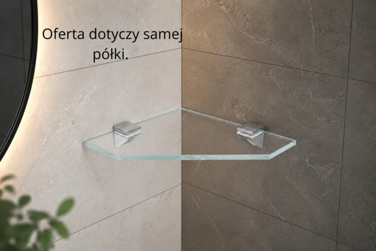 Półka szklana narożna pod prysznic 20x20 8mm clear optiwhite BEZ UCHWYTÓW