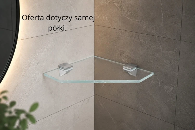 Półka szklana narożna pod prysznic 25x25 8mm clear optiwhite BEZ UCHWYTÓW